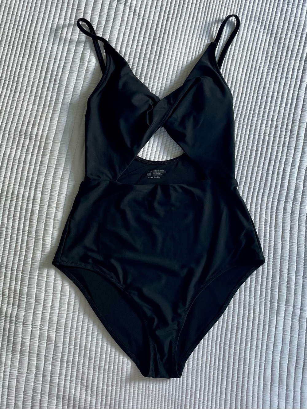 Aerie Black One-Piece Swimsuit with Twist Front Small Long